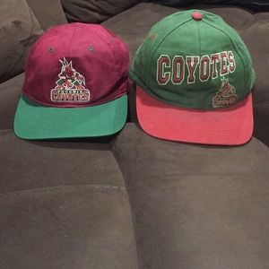 Lot of 2 Phoenix coyotes NHL SNAPBACK HATS vintage